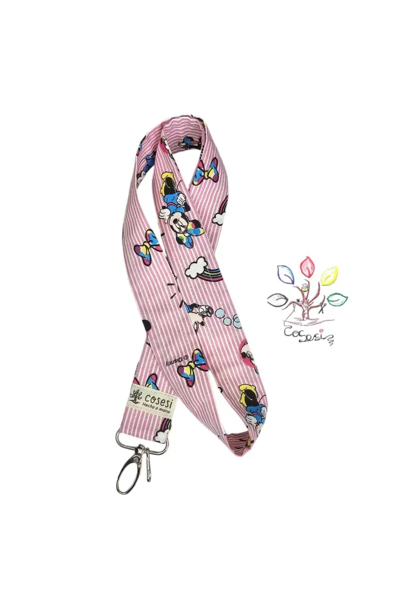 Lanyard Minnie Rayas Rosa